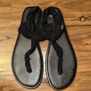 Sanuk Sandals Womens 10 Yoga Mat Sling Back Thong Black Sandals Comfort FB1117E